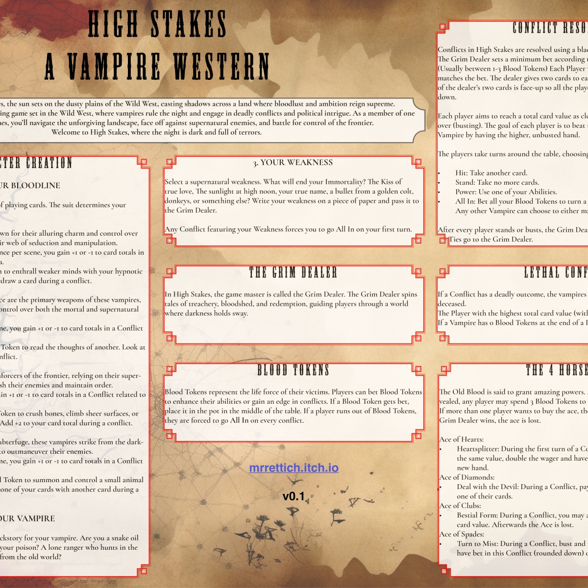 High Stakes – One-Page Vampire Western TTRPG Adventure with Blackjack